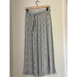 Joie Skirt Womens Small Ivory Pleated Long Maxi Leopard Bow Belt Flowy Full
